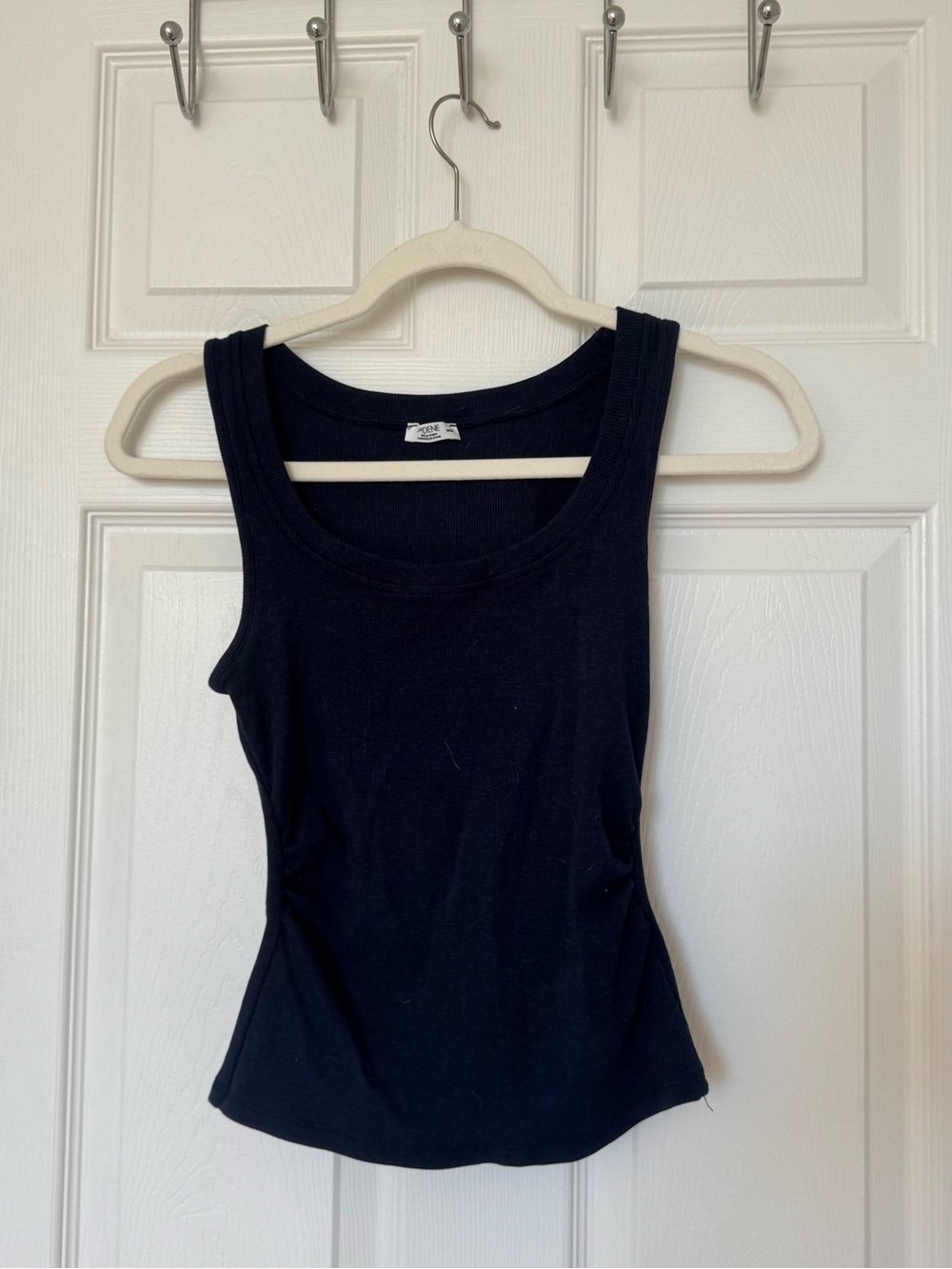 Women's Dark Blue Ribbed Tank Top - Classic Scoop Neck